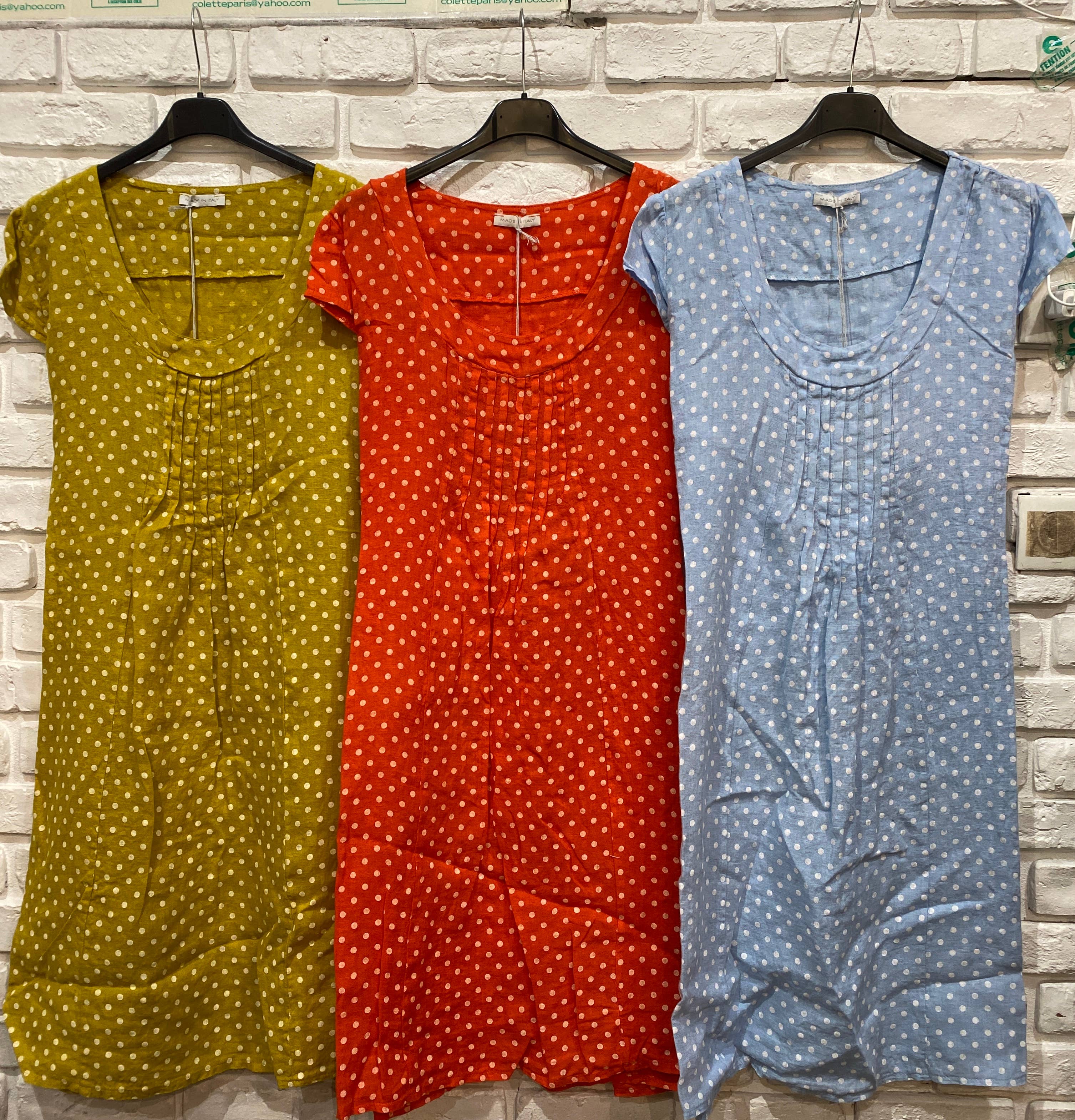 la maison des fibres naturelles - Polka dot patterned linen dress 9109 100% linen