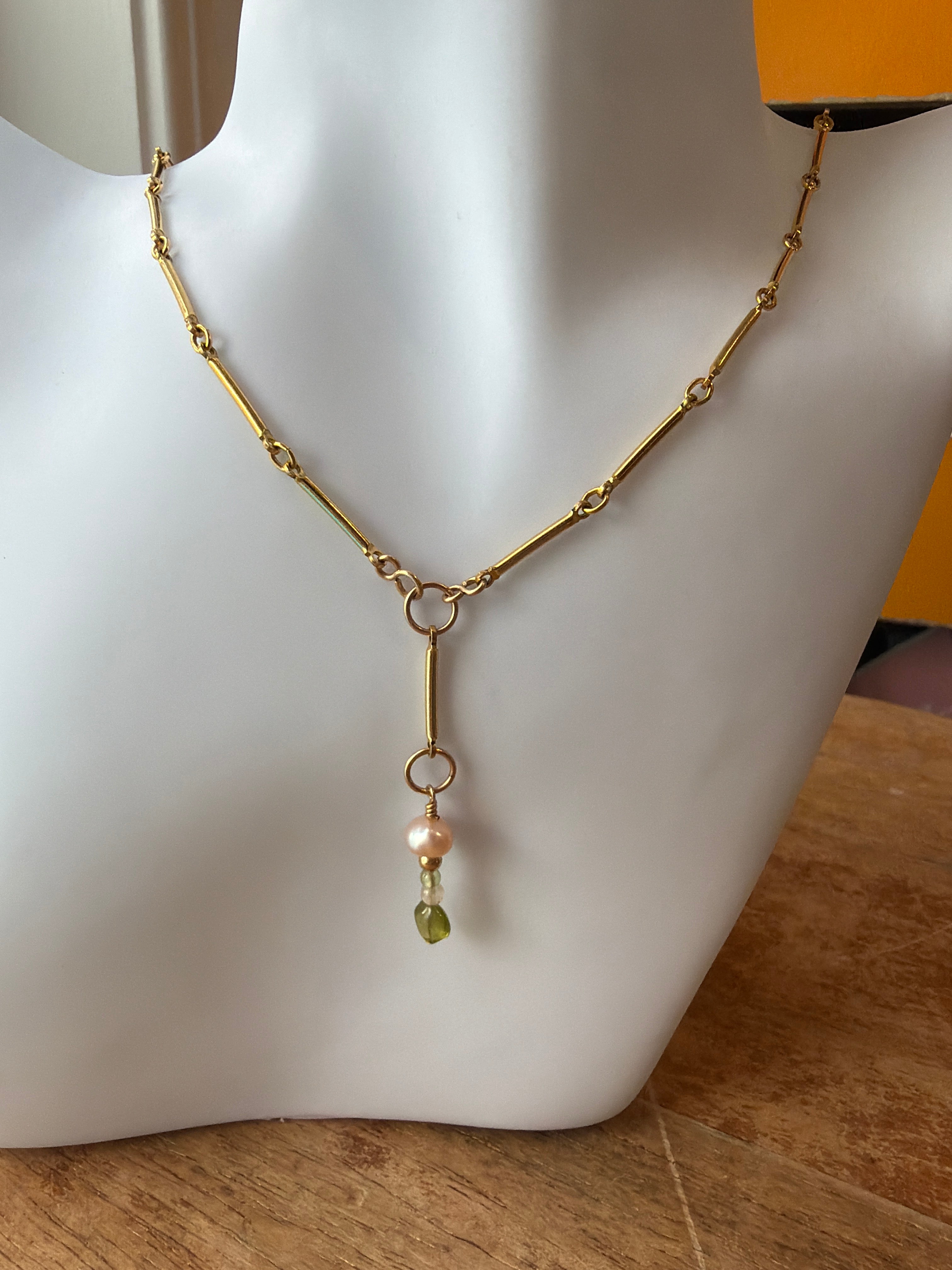 Live Oak Designs - Pearl and Peridot Pendant Necklace