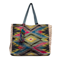 Chloe & Lex - Aztec Blue/Pink/Yellow Pure Cotton Canvas Tote Bag
