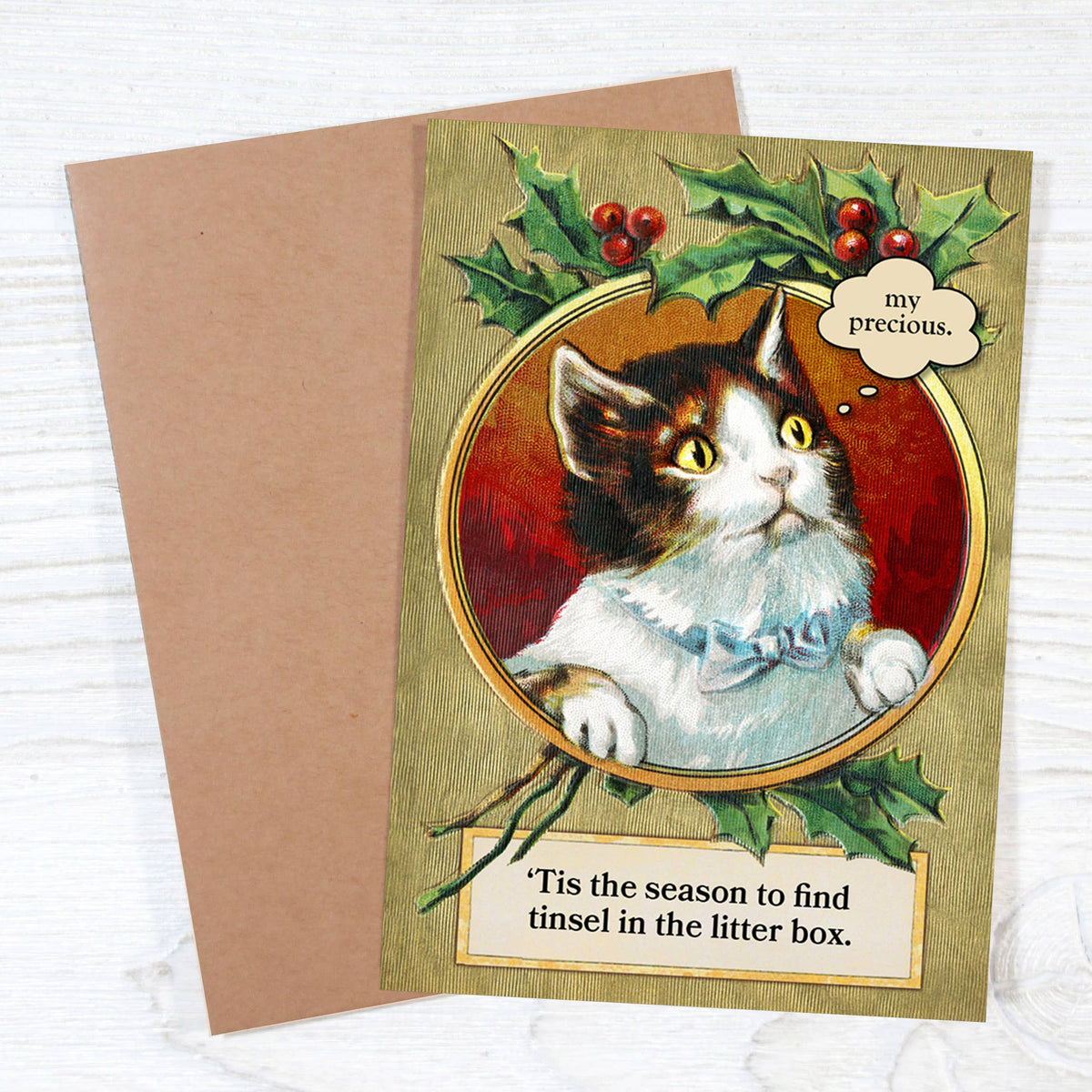 Bad Betty Greeting Co. - Cat Lover Christmas Card - Tinsel in the Litter Box Season