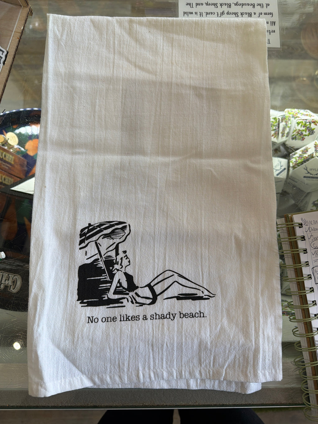 Colonial Patterns Inc. - Aunt Martha’s Dirty Laundry - No One Likes a Shady Beach Tea Towel - beaudega