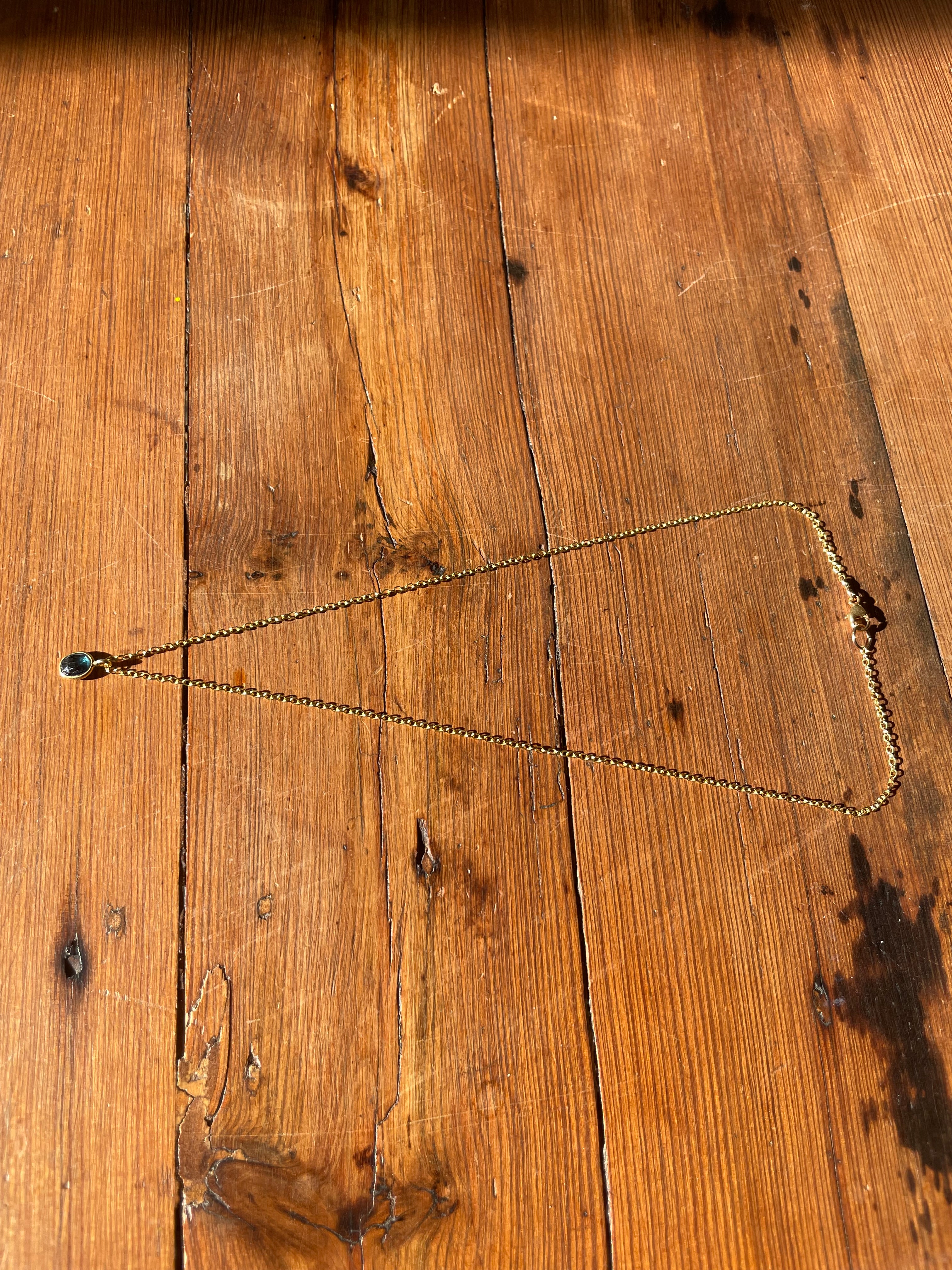 Live Oak Designs - Oval Chain With Blue Tourmaline Drop Necklace