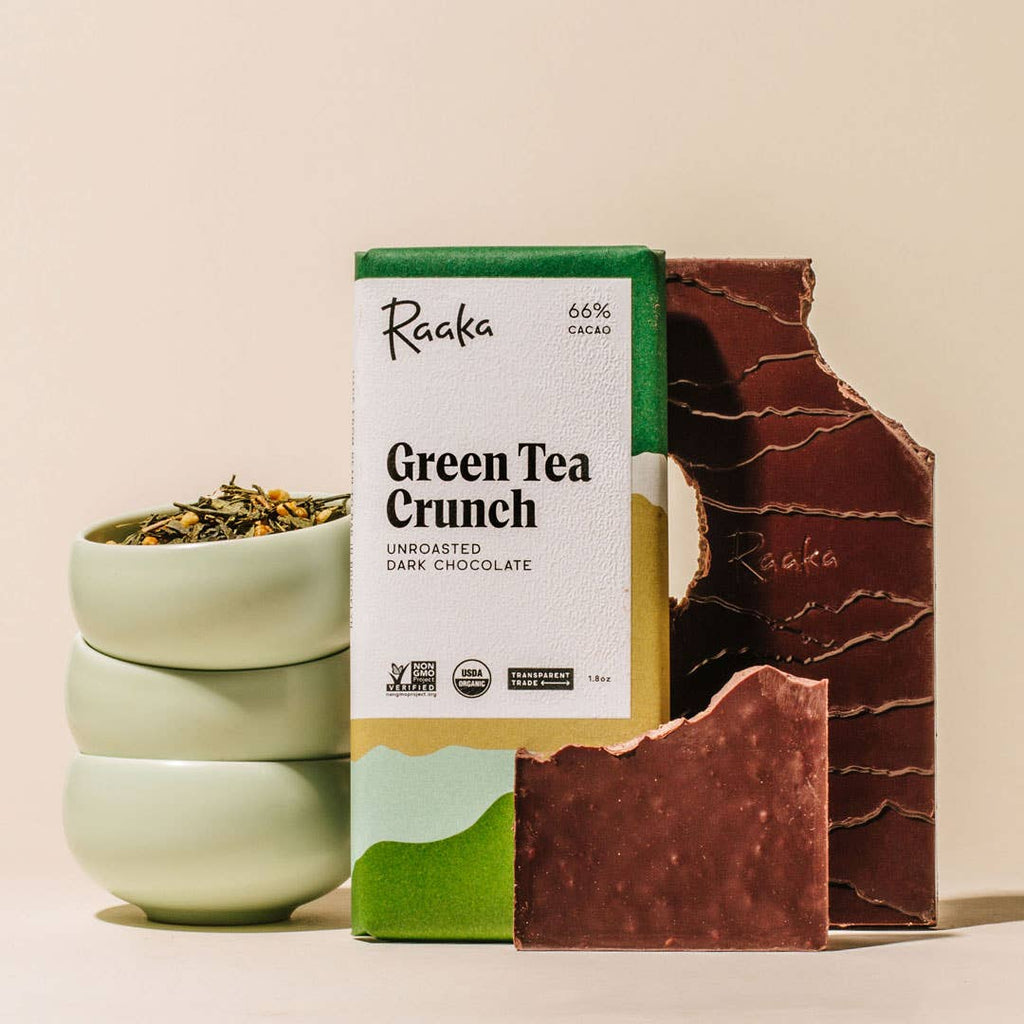 Raaka Chocolate - 66% Green Tea Crunch Chocolate Bar