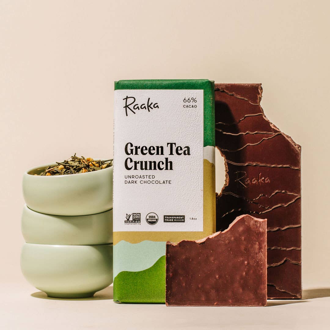 Raaka Chocolate - 66% Green Tea Crunch Chocolate Bar