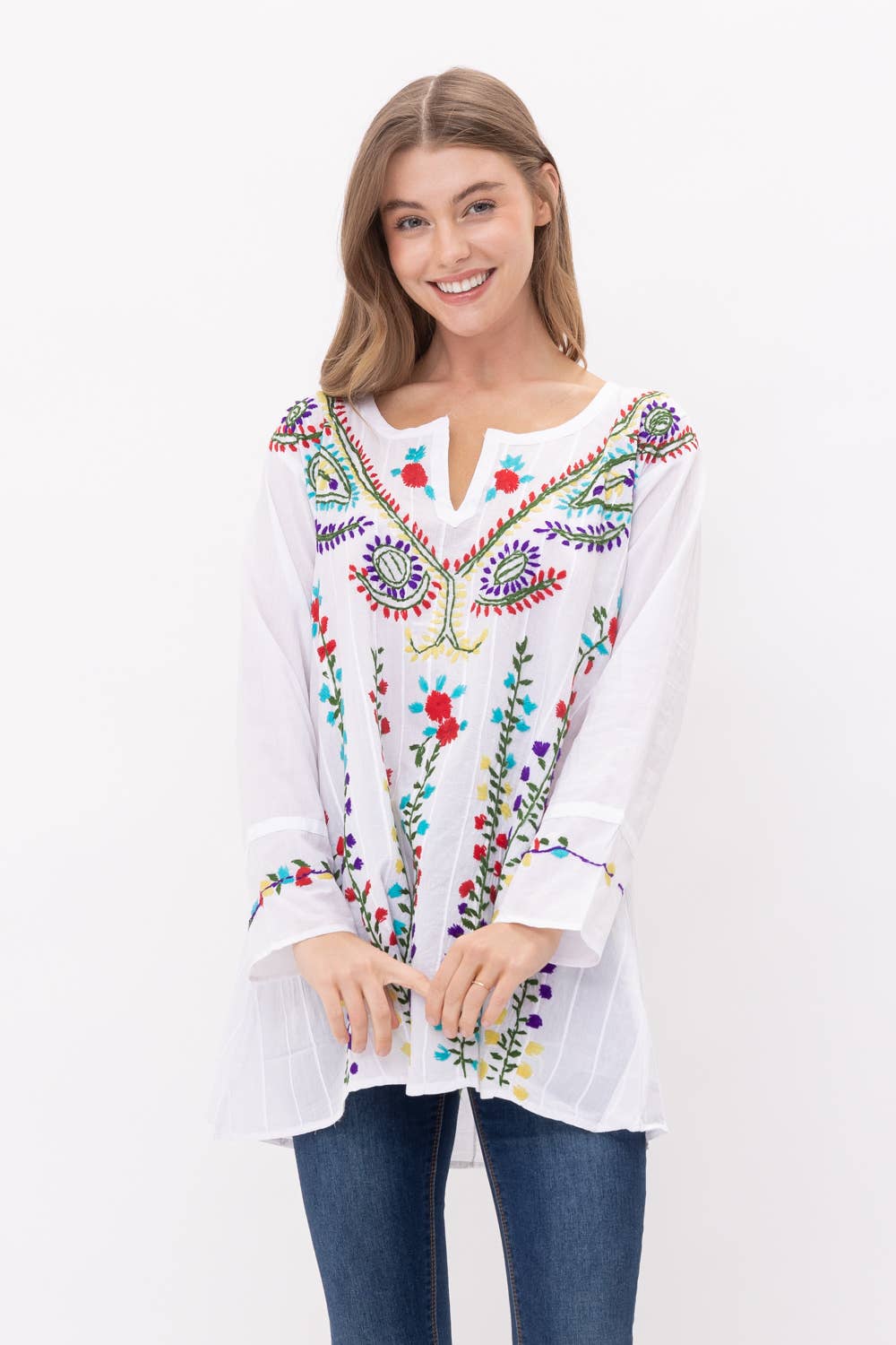 Raj Trading & Imports (USA) Inc. - Darleen Embroidered Top White Multi Embroidery