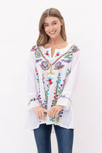 Raj Trading & Imports (USA) Inc. - Darleen Embroidered Top White Multi Embroidery