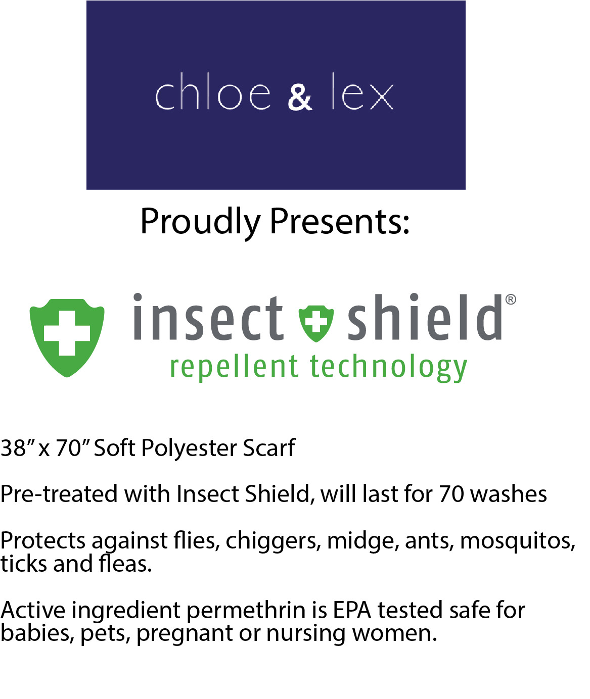 Insect Shield Protection Bug Repellent Clothing Womens Scarf