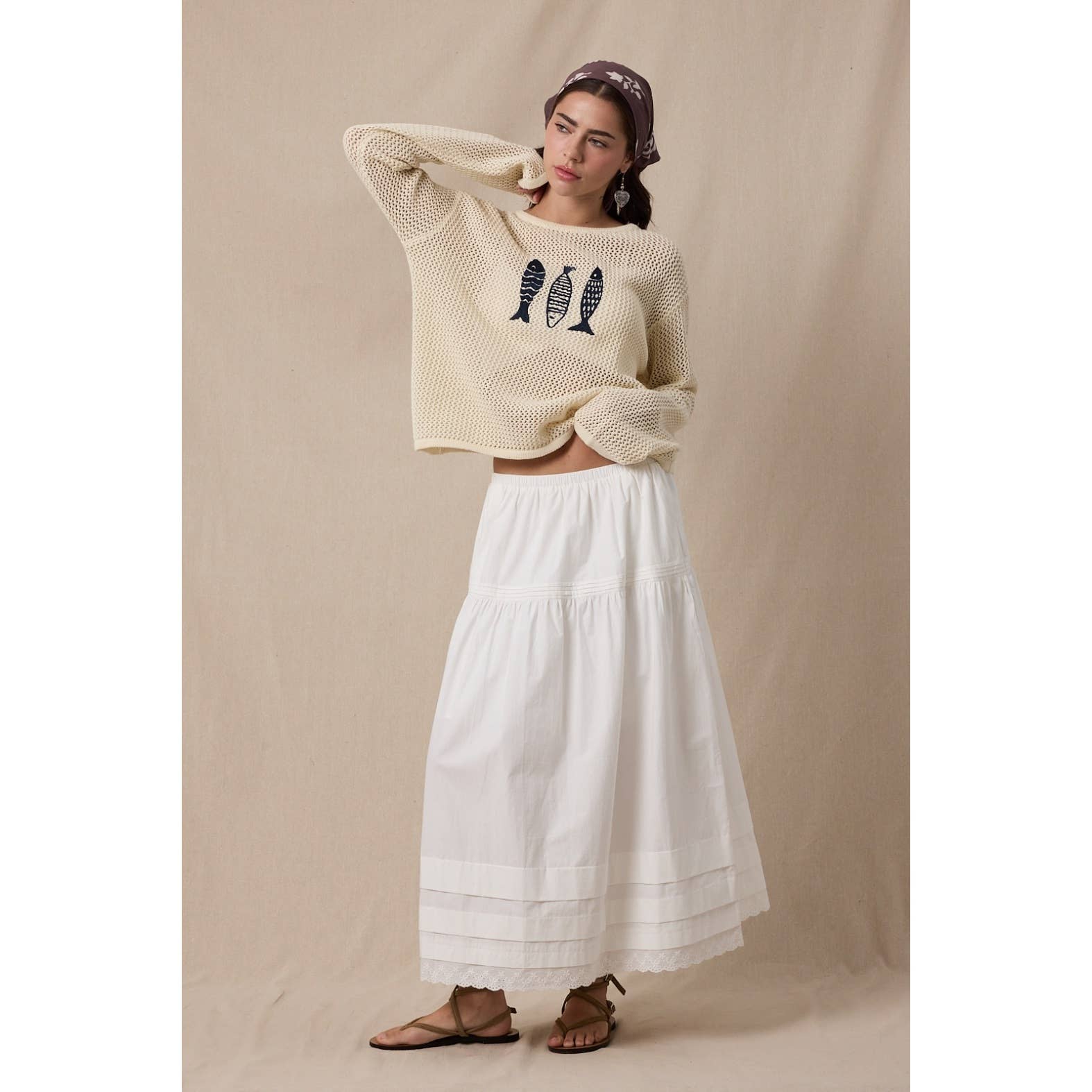Wishlist Apparel - FISH TRIO OPEN-KNIT SWEATER