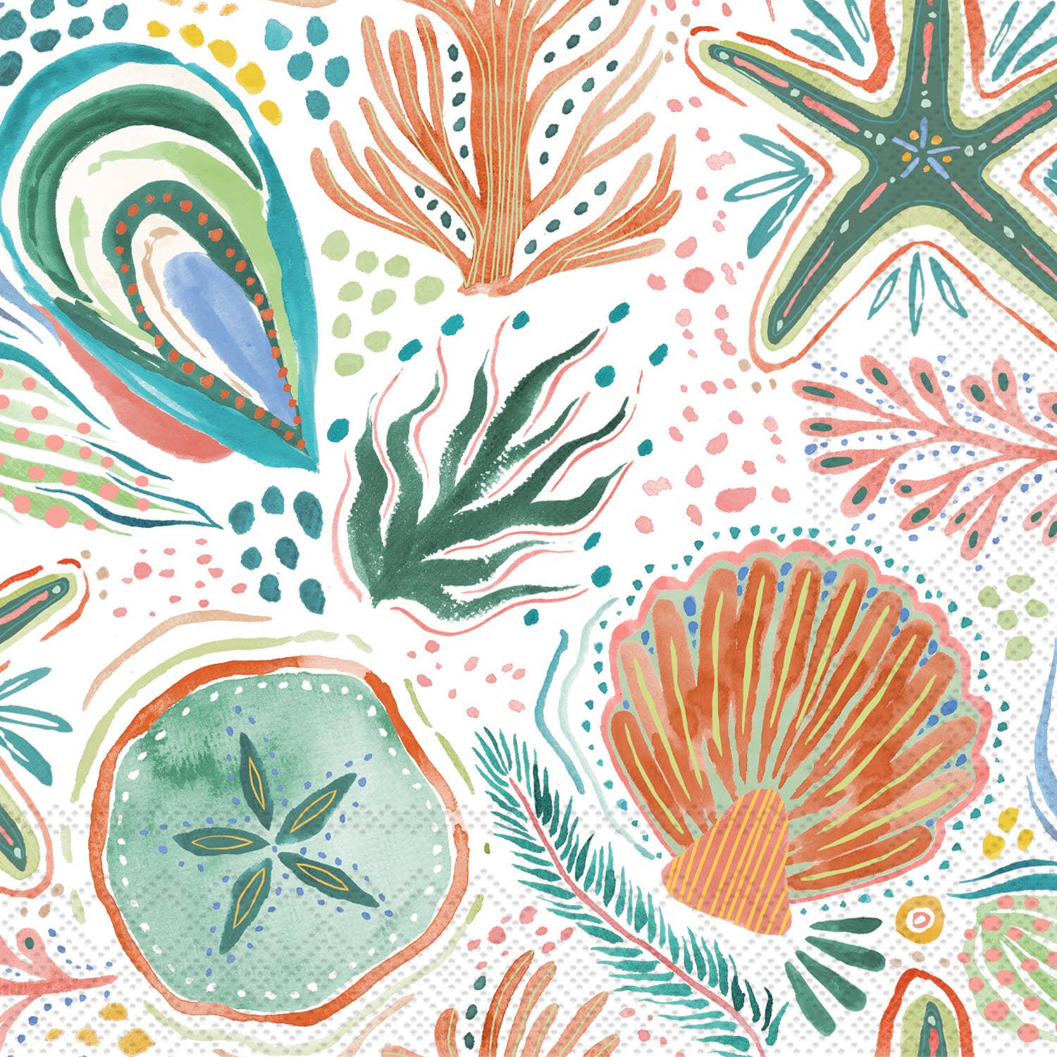 Boston International - Paper Cocktail Napkins 20 Ct Coastline Oyster Allover