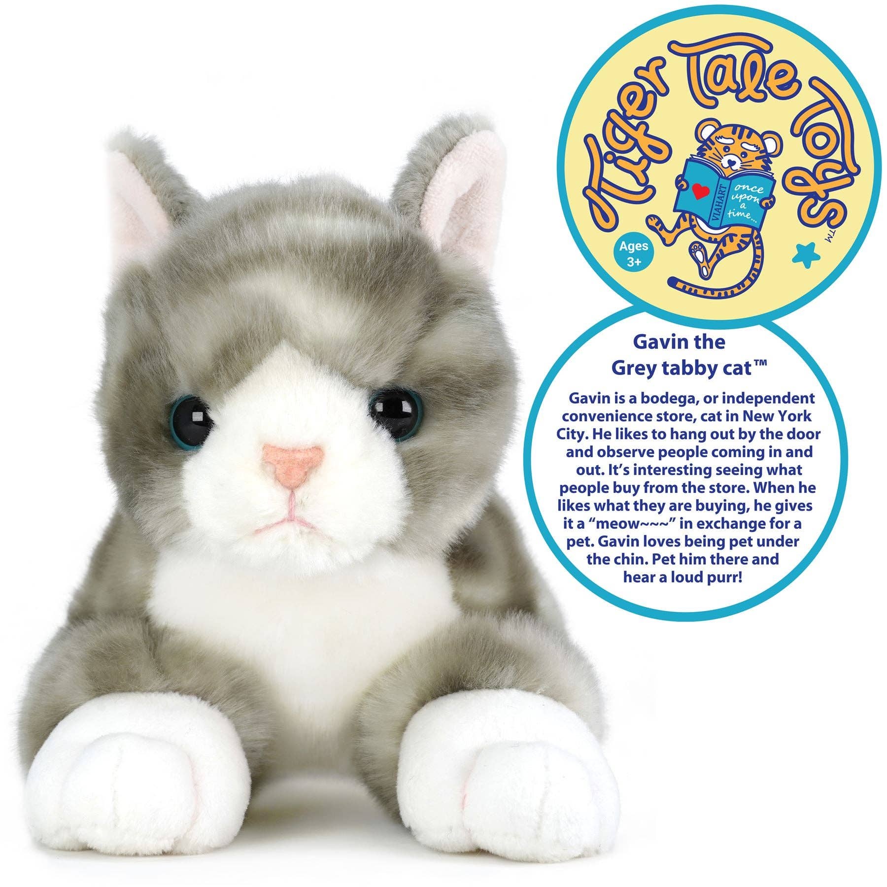 VIAHART Toy Co. - Gavin the Grey Tabby Cat | 13 Inch Stuffed Animal Plush