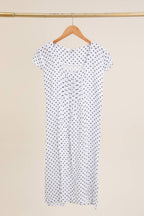 la maison des fibres naturelles - Polka dot patterned linen dress 9109 100% linen