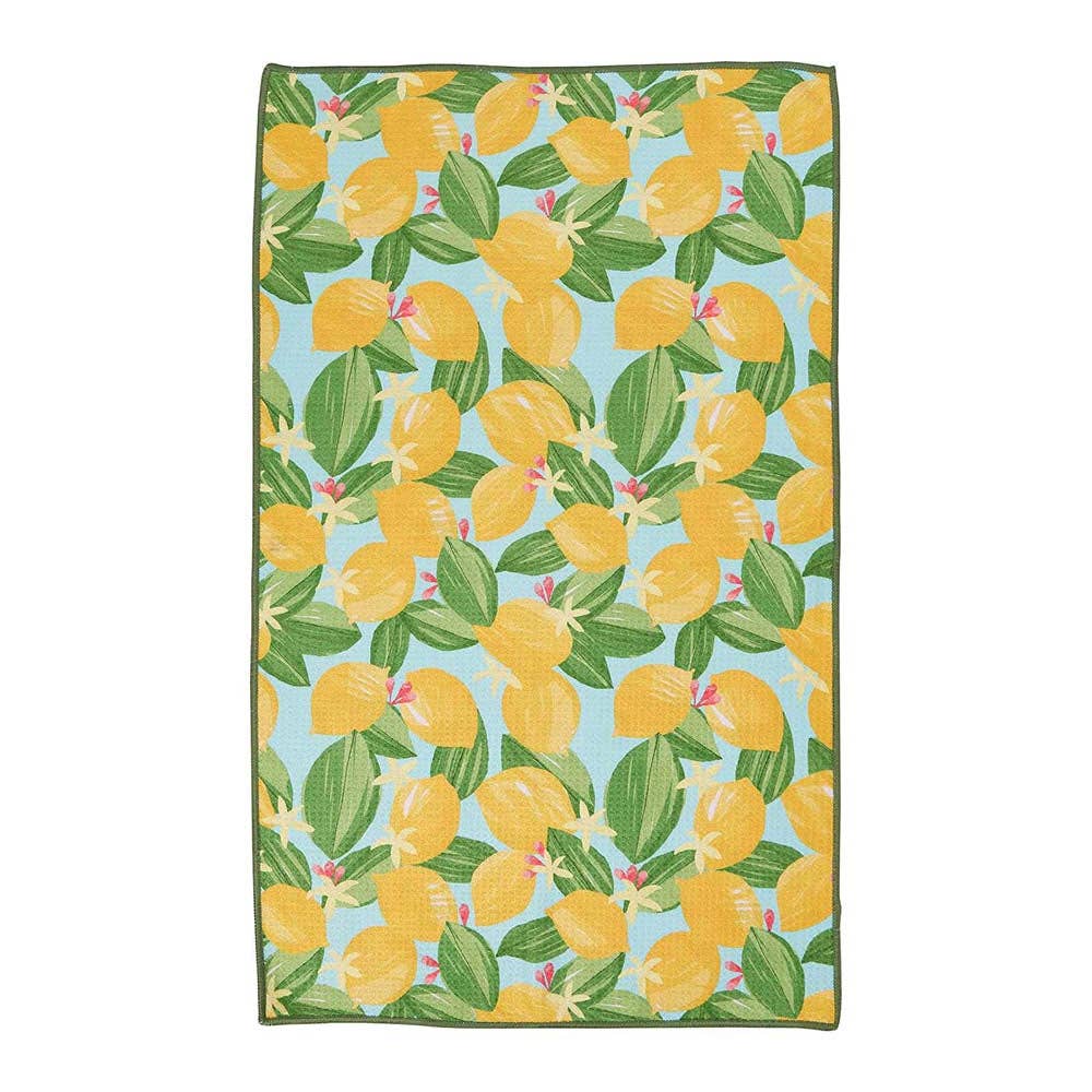rockflowerpaper - Lemon Blossoms blu Kitchen Tea Towel