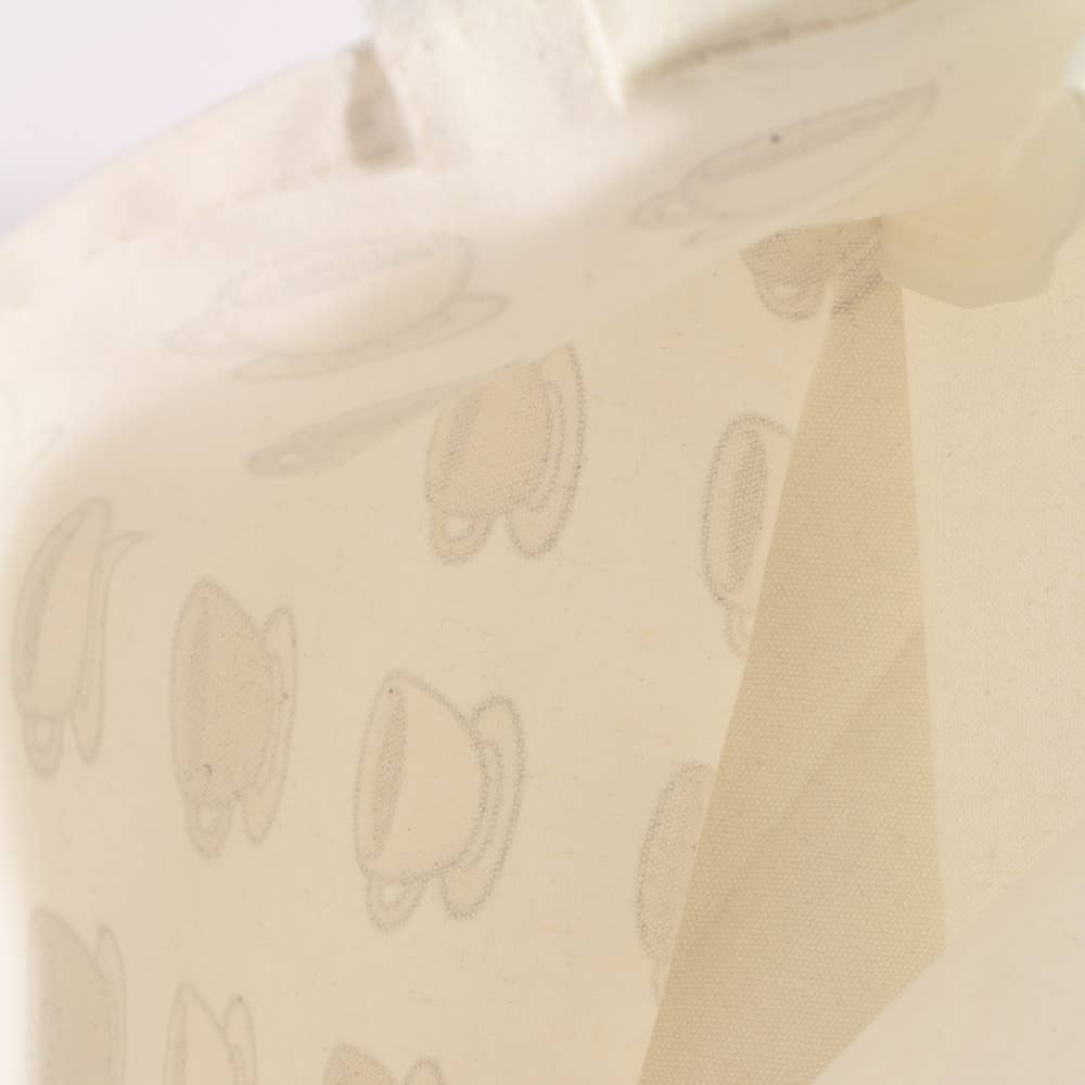 Collections by Fame Accessories - Coffee Cup Repeat Print Canvas Tote