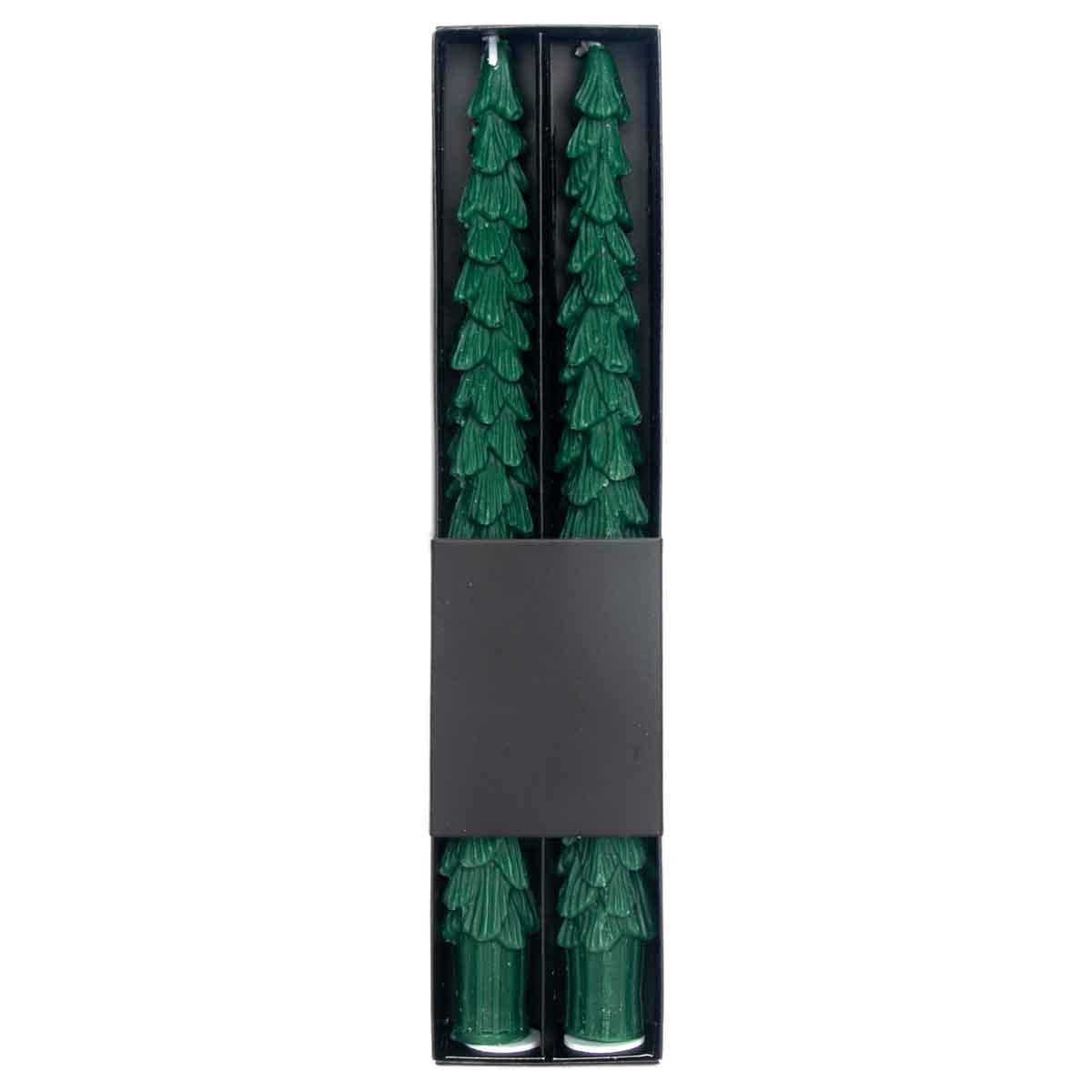 Boston International - 10" Green Tree Taper Candles Christmas