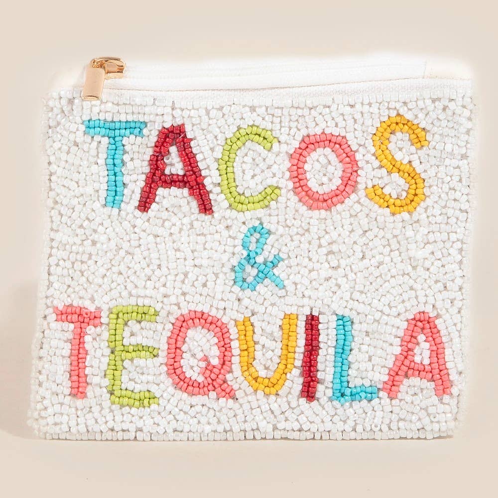 Collections by Fame Accessories - Beaded Tacos And Tequila Coin Purse