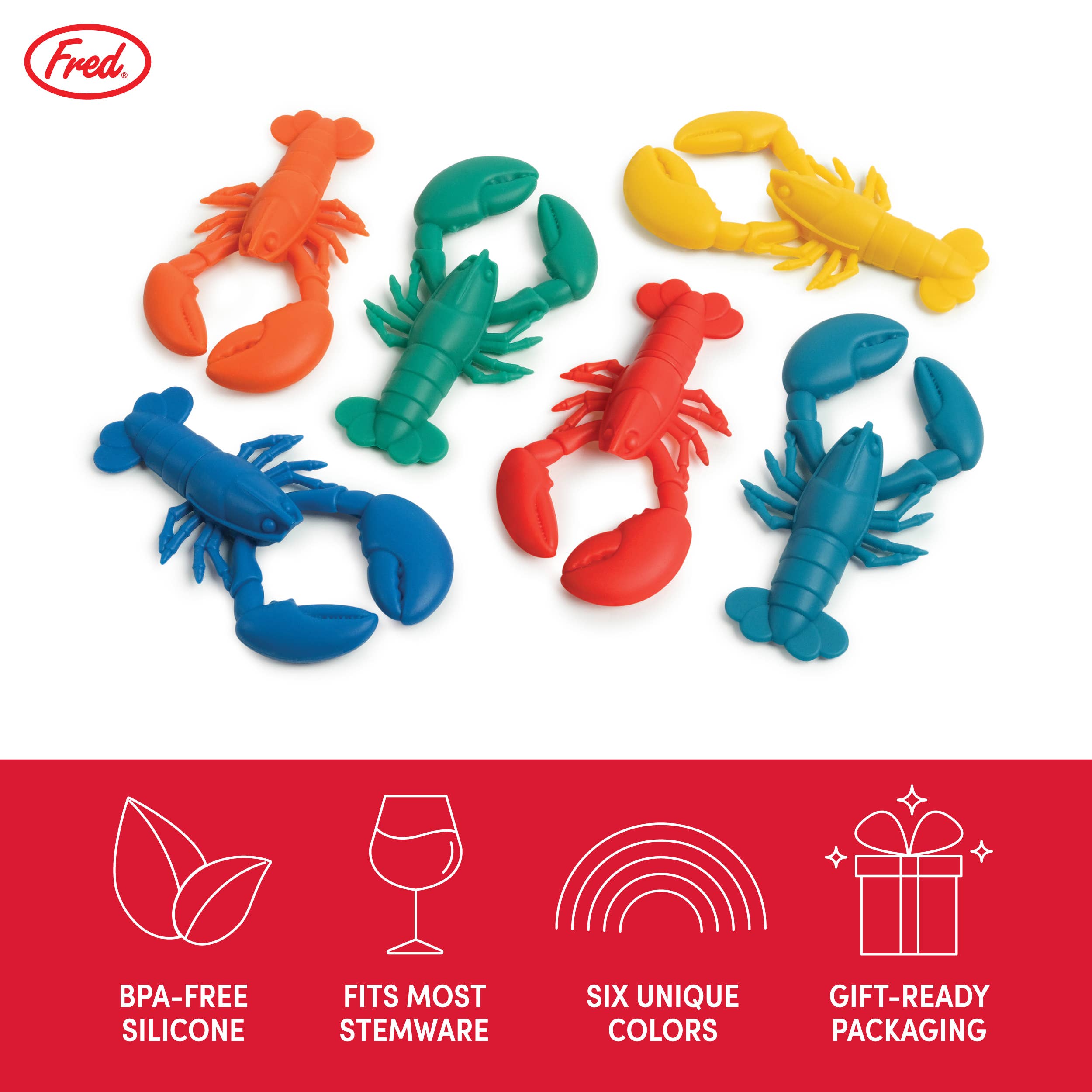 Fred & Friends - PARTY PINCHERS - Lobster Drink Markers - Set of 6