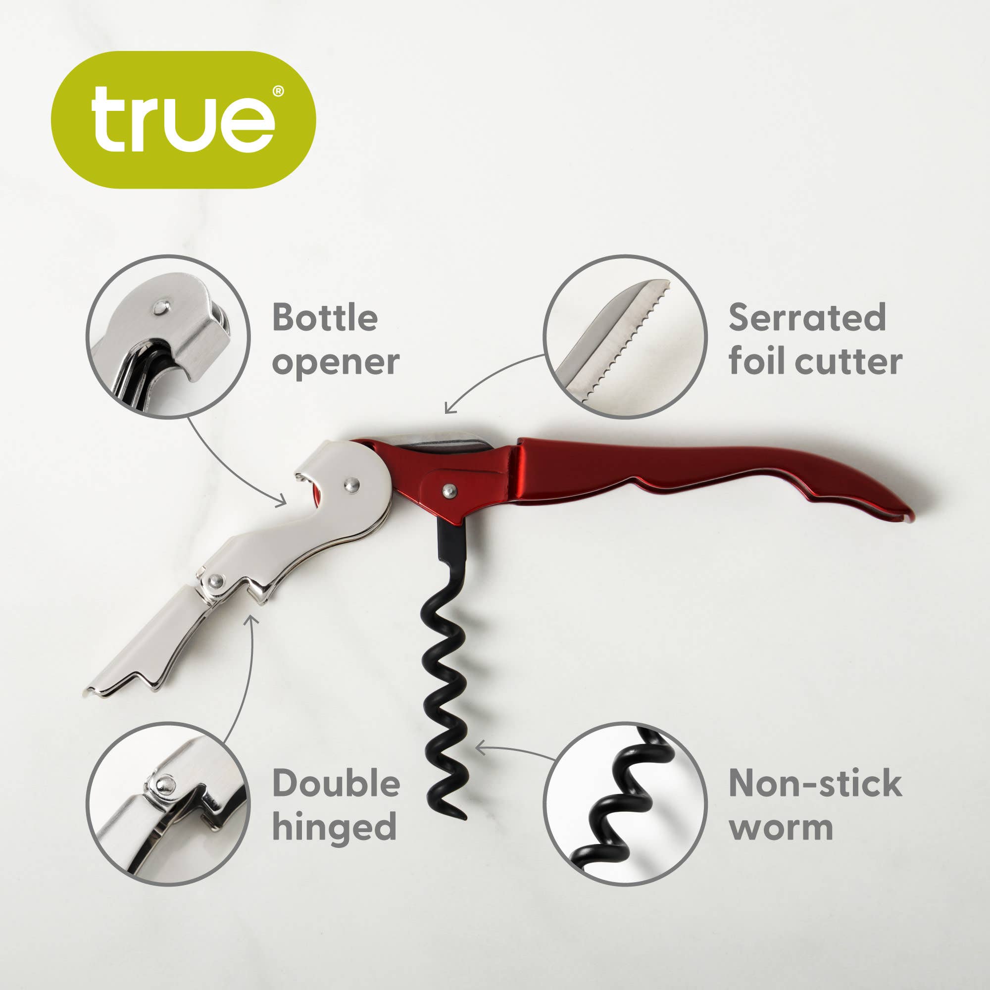 TRUE - Truetap Double-Hinged Corkscrew - ASST COLORS