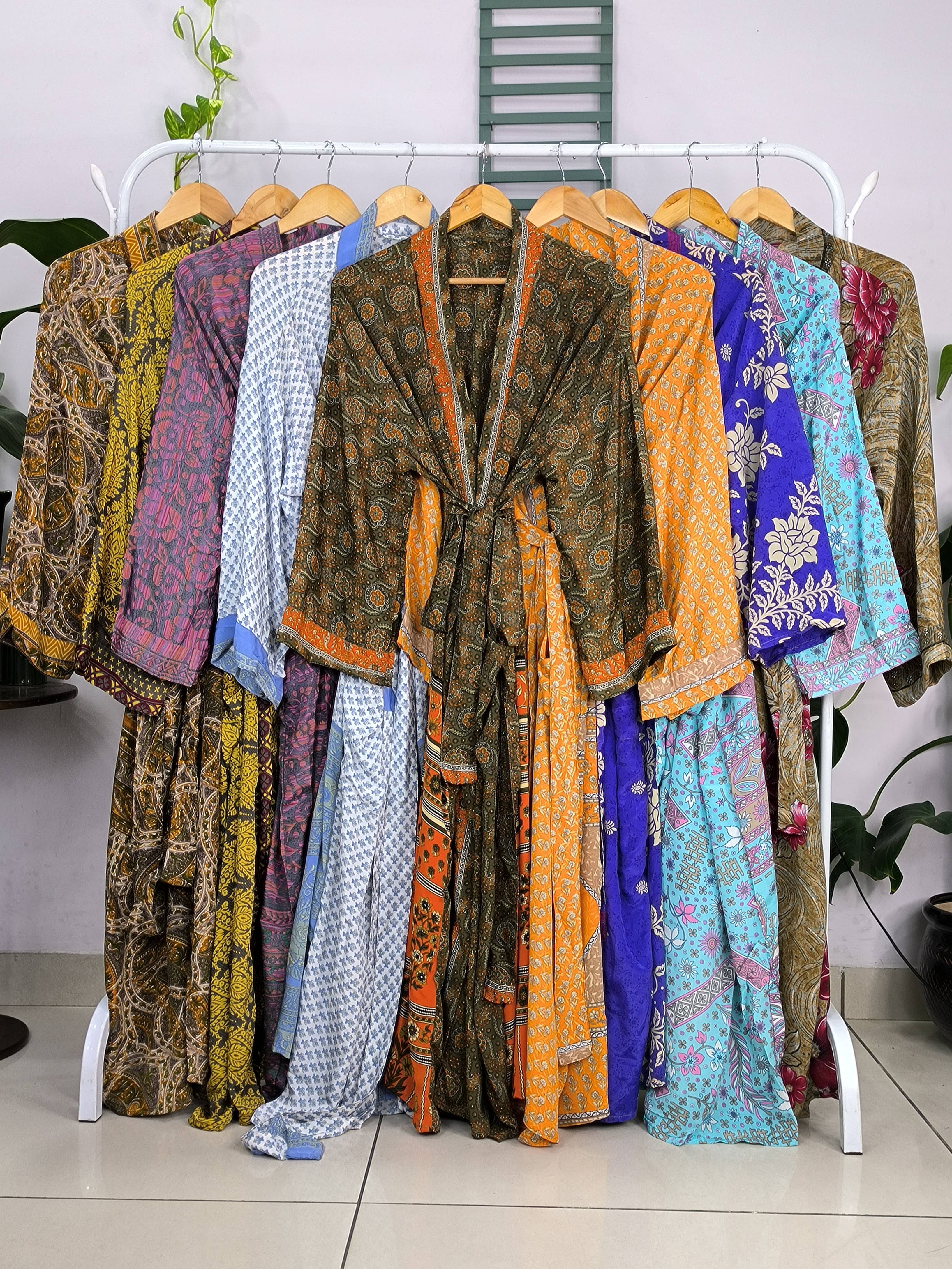 The Eastern Loom - Silk Soft Kimono | Upcycle Luxury Robe - One Size