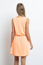 Cherish Apparel - D7375 Sleeveless Henley Style French Terry Dress