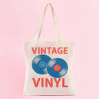 Collections by Fame Accessories - Vinyl Record Print Canvas Tote