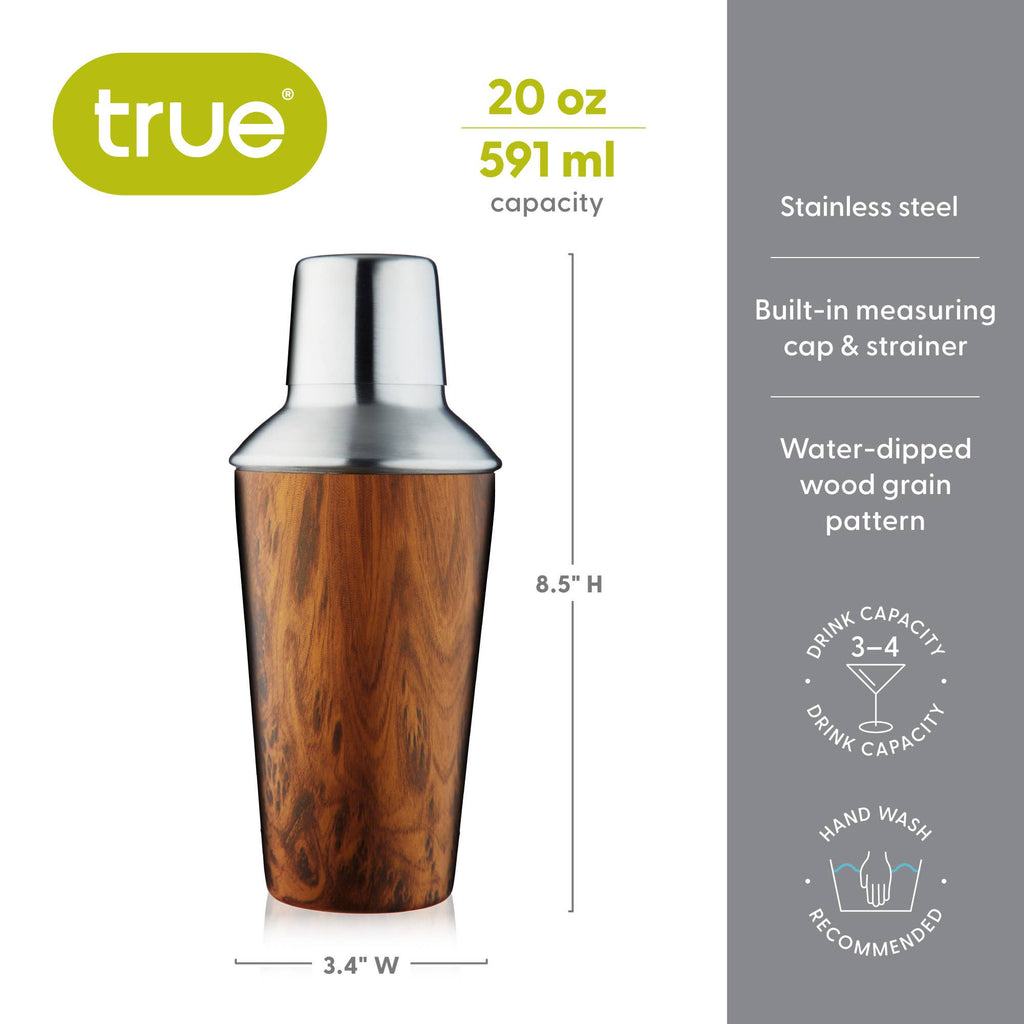 TRUE - Wood Pattern 20 oz Cocktail Shaker