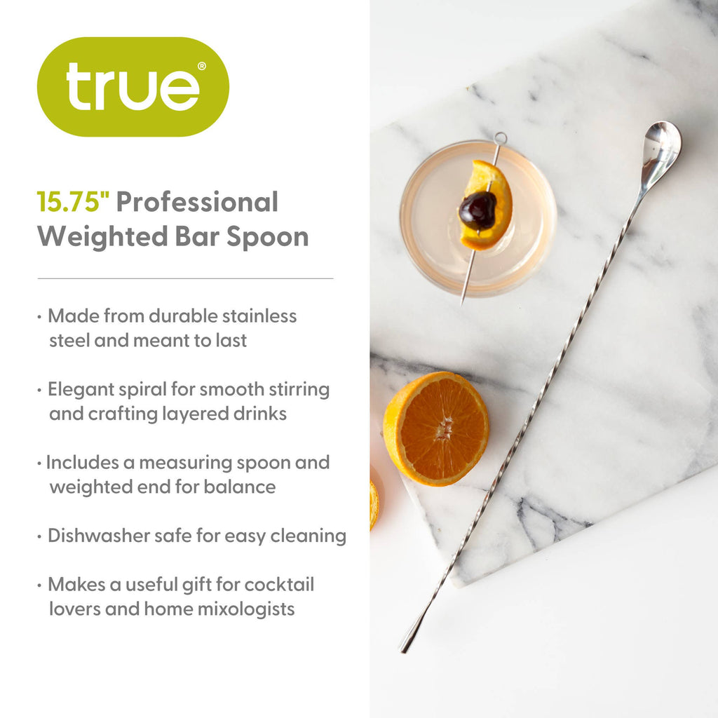 TRUE - Twirl Professional 15.75 inch Stainless Steel Bar Spoon
