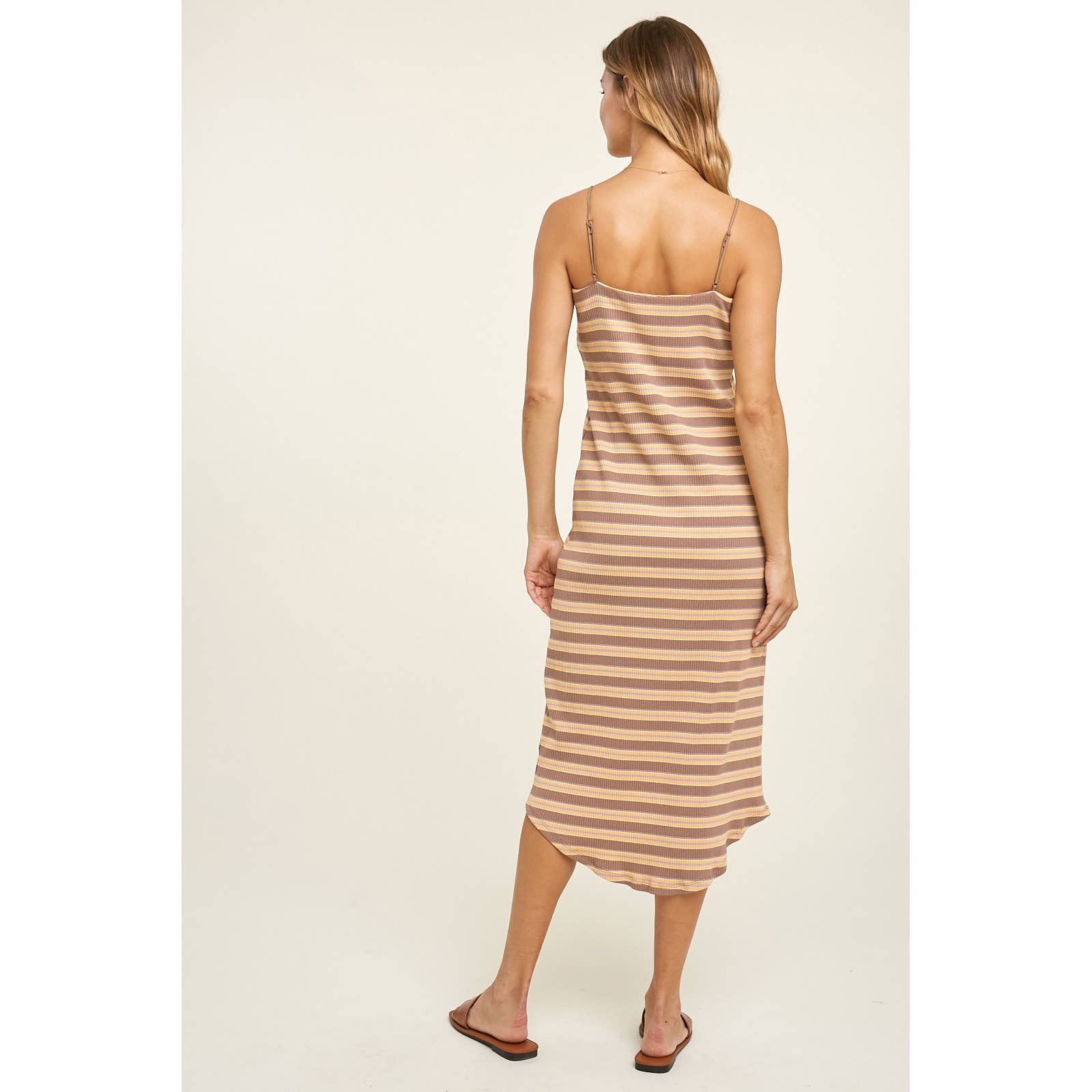 Wishlist Apparel - STRIPED KNIT MIDI DRESS WITH ROUND HEM / WL22-7026