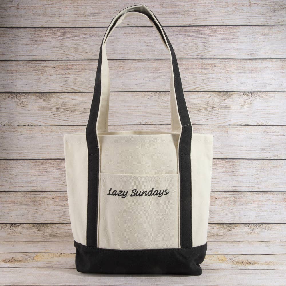Collections by Fame Accessories - Lazy Sundays Embroidered Canvas Tote Bag