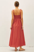 Be Cool - COTTON PINTUCK BODICE W TIE STRAP MAXI DRESS