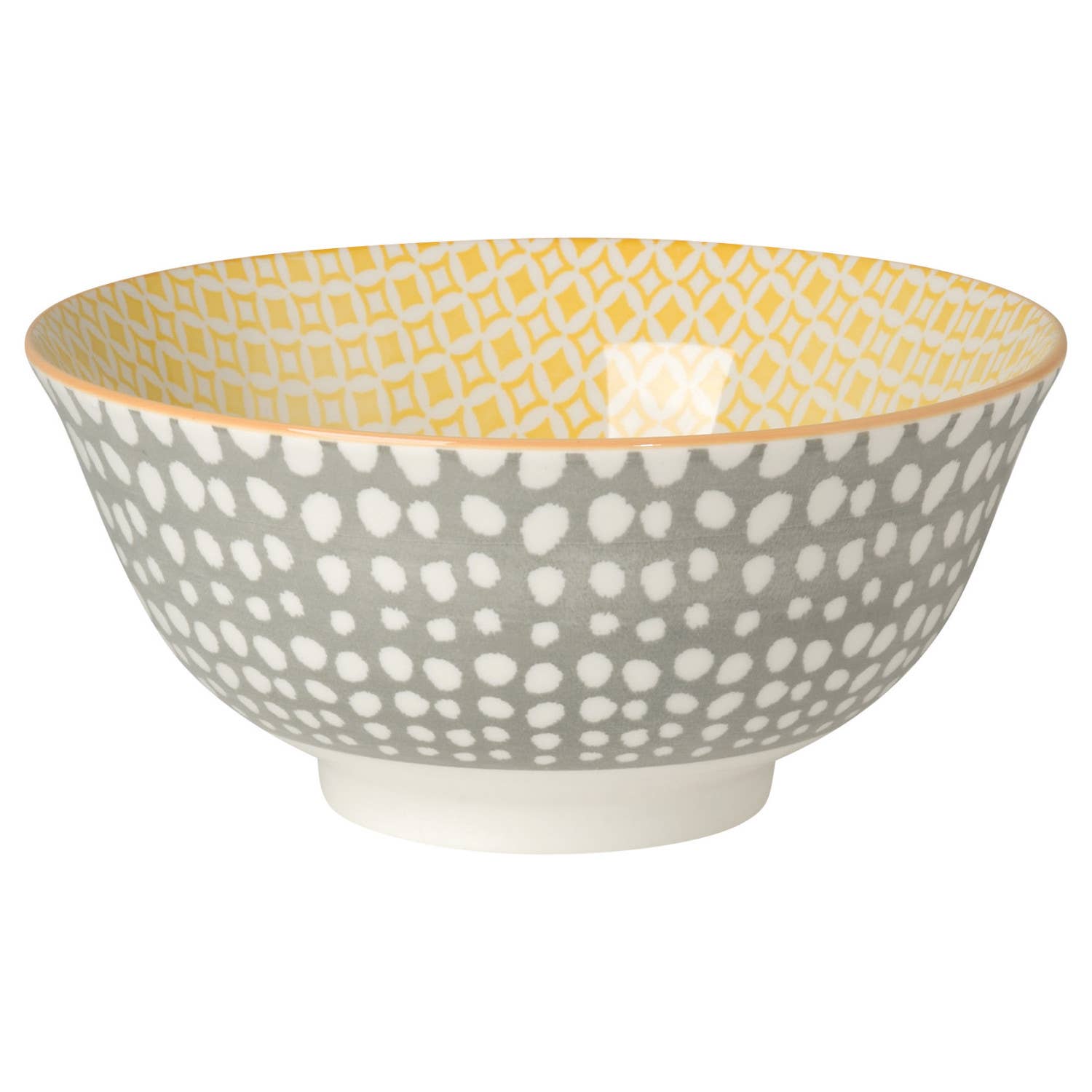 Now Designs by Danica - Dots Gray and Yellow Stamped Bowl 6 inch