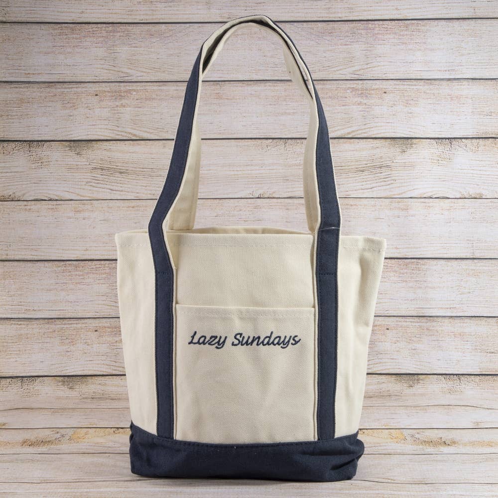 Collections by Fame Accessories - Lazy Sundays Embroidered Canvas Tote Bag