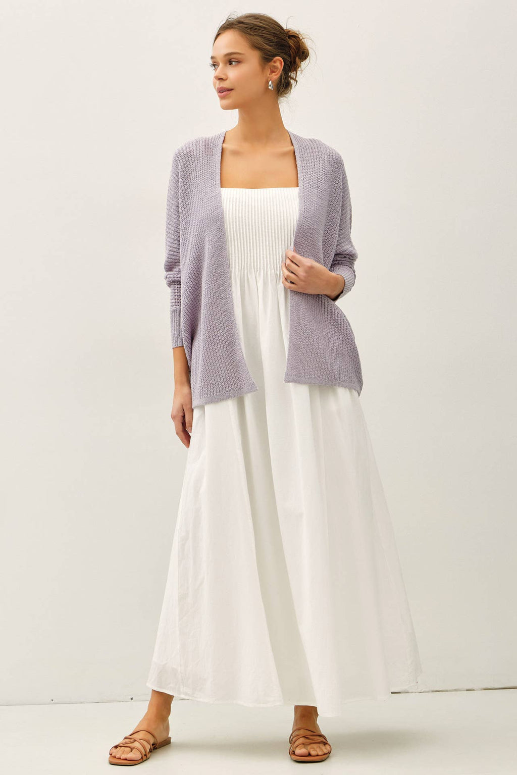 Be Cool - COTTON PINTUCK BODICE W TIE STRAP MAXI DRESS