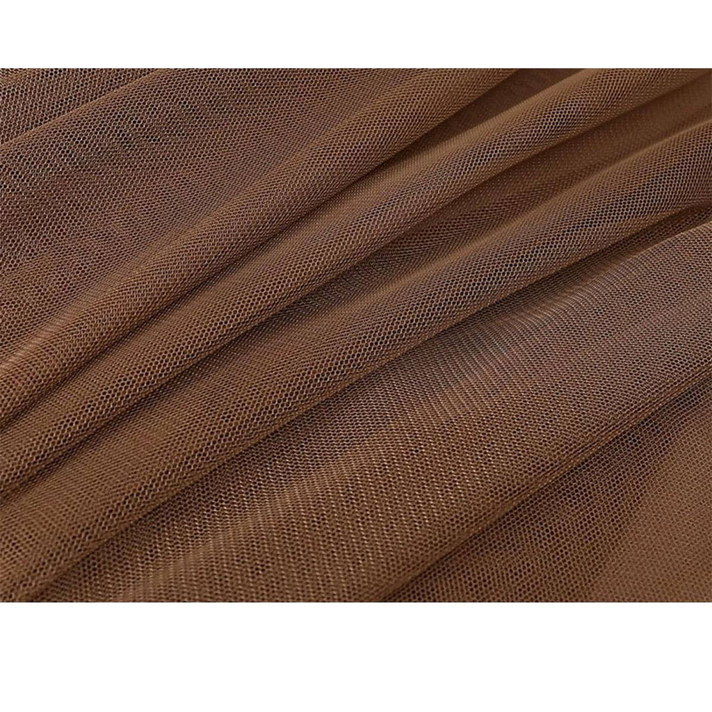 ACCITY - SOLID COLOR ELASTIC-WAIST MESH TULLE A-LINE SKIRT