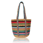 Chloe & Lex - Colorful Stripes Hand-Dyed Pure Jute Tote Bag for Women