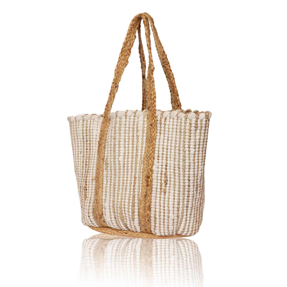 Chloe & Lex - Cotton Jute Natural White Tote