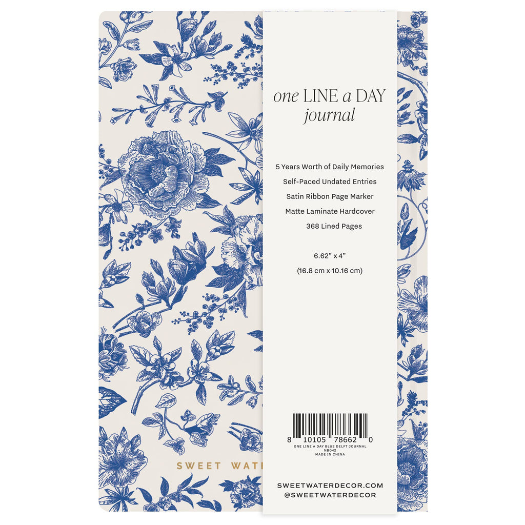 Sweet Water Decor - Blue Delft One Line A Day Fabric Journal - Stationery