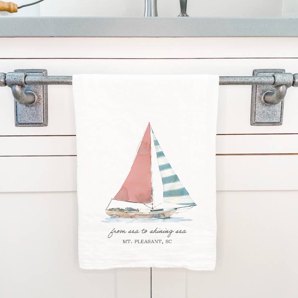 Cottage Shore - Sailing Serenity - Beaufort, NC Cotton Tea Towel