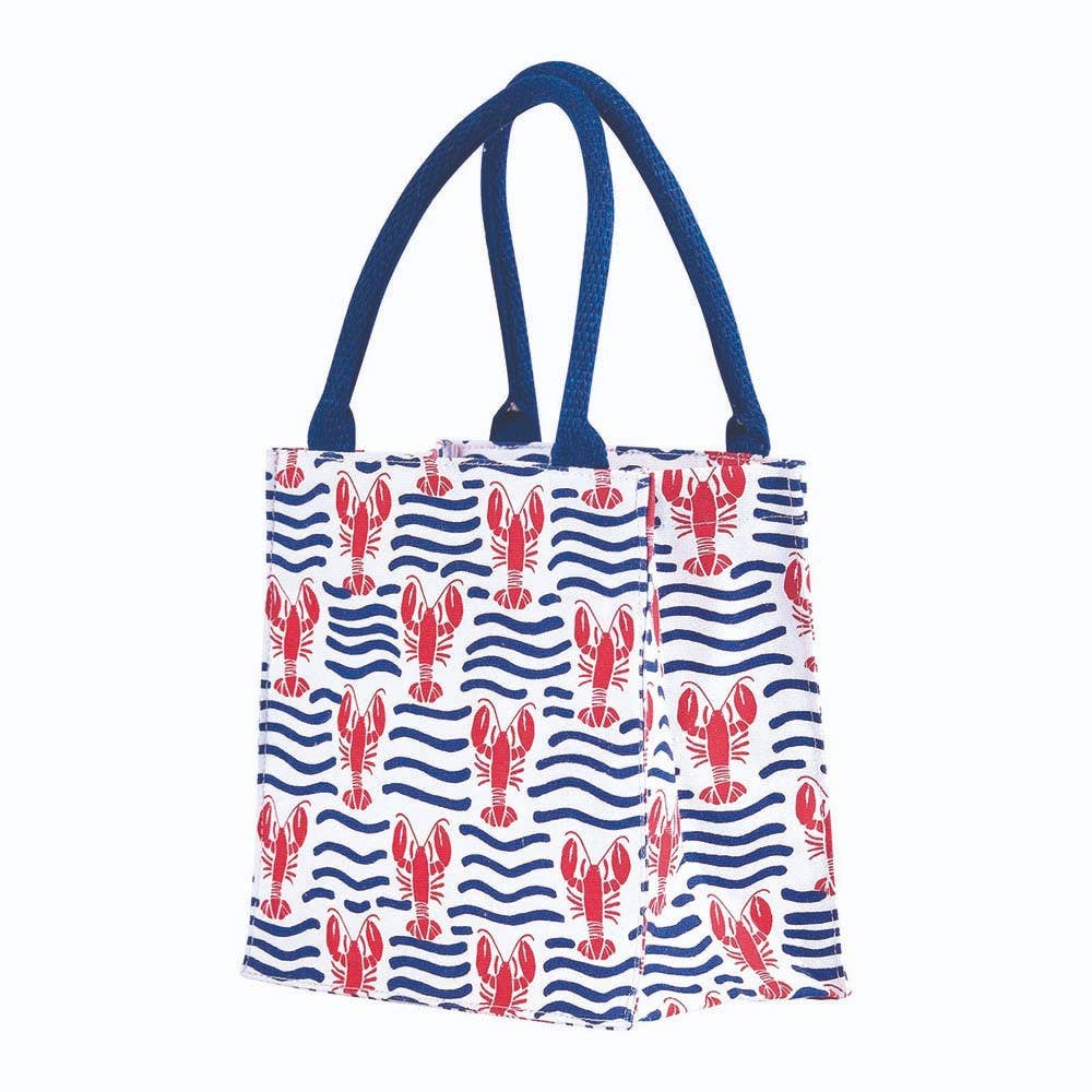 rockflowerpaper - LOBSTER WAVES Itsy Bitsy Reusable Gift Bag Tote