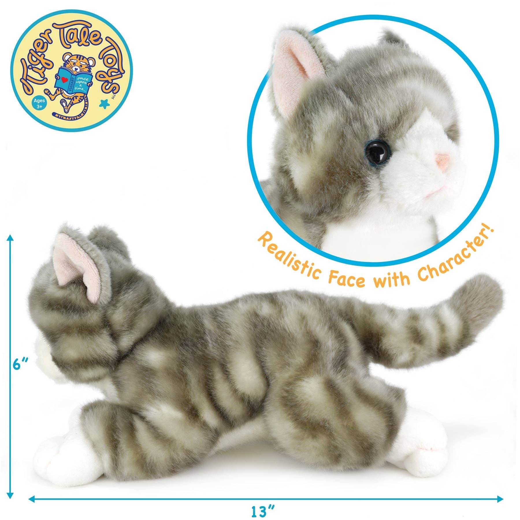 VIAHART Toy Co. - Gavin the Grey Tabby Cat | 13 Inch Stuffed Animal Plush