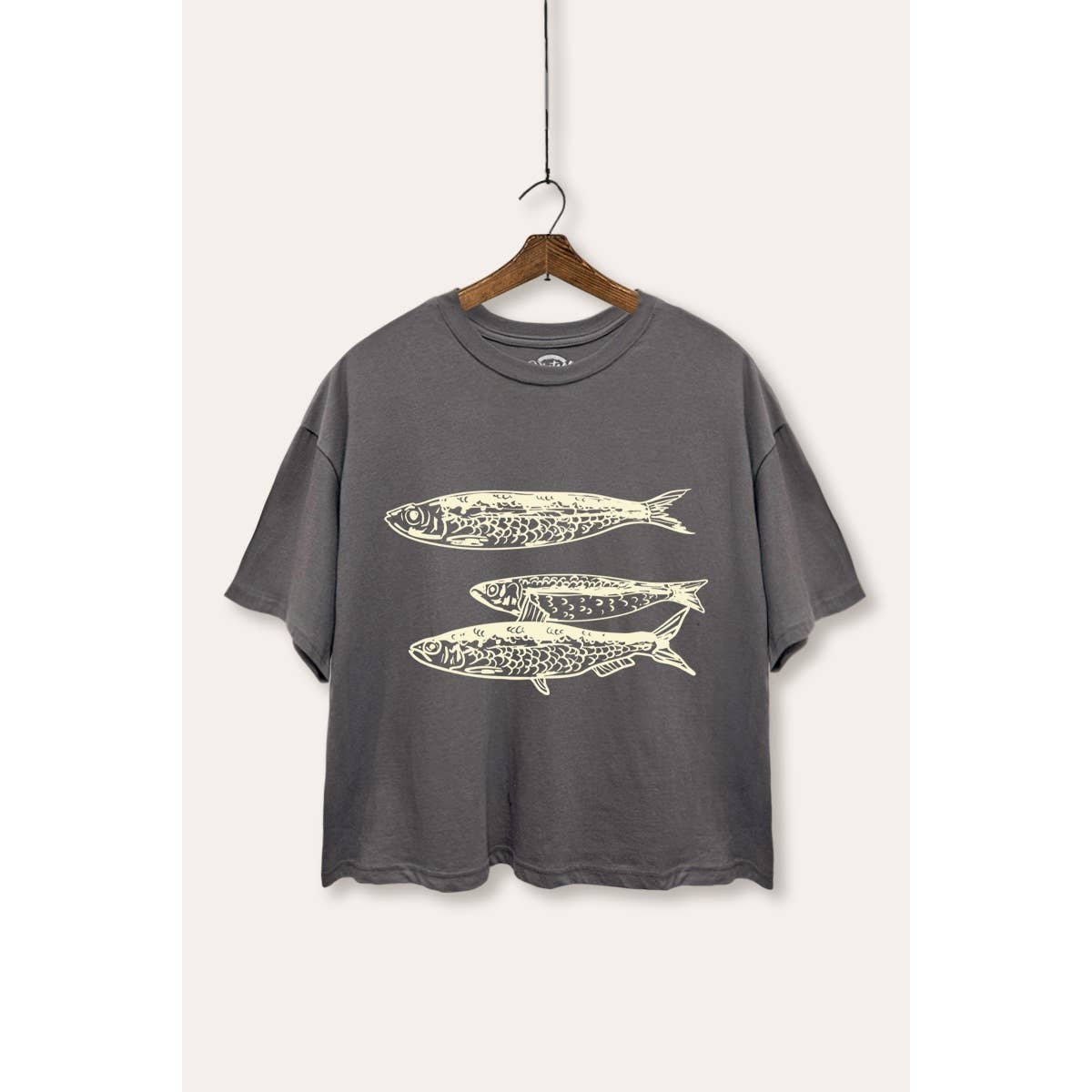 VINTAGE POINT USA - Ocean Inspired 3 Fish Graphic Boxy Crop Top