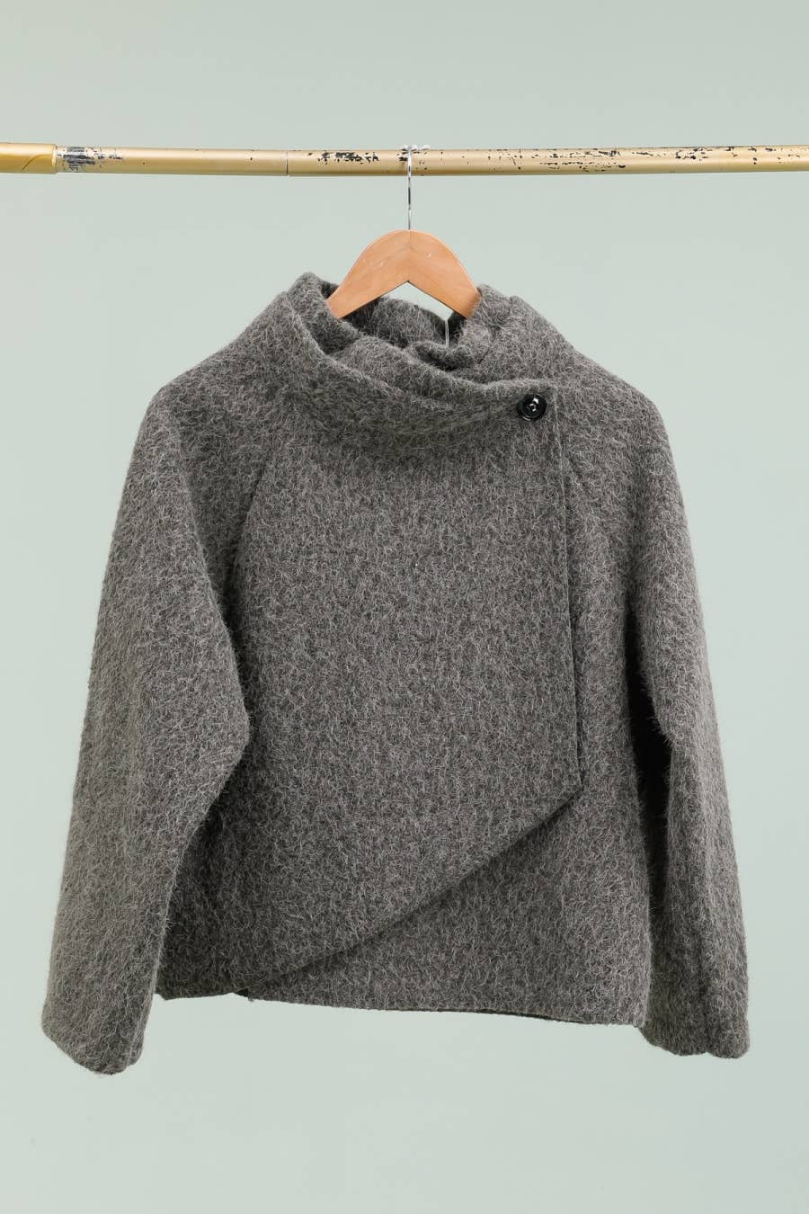 la maison des fibres naturelles - Kimono style jacket 09663 90% polyester 10% wool: Black