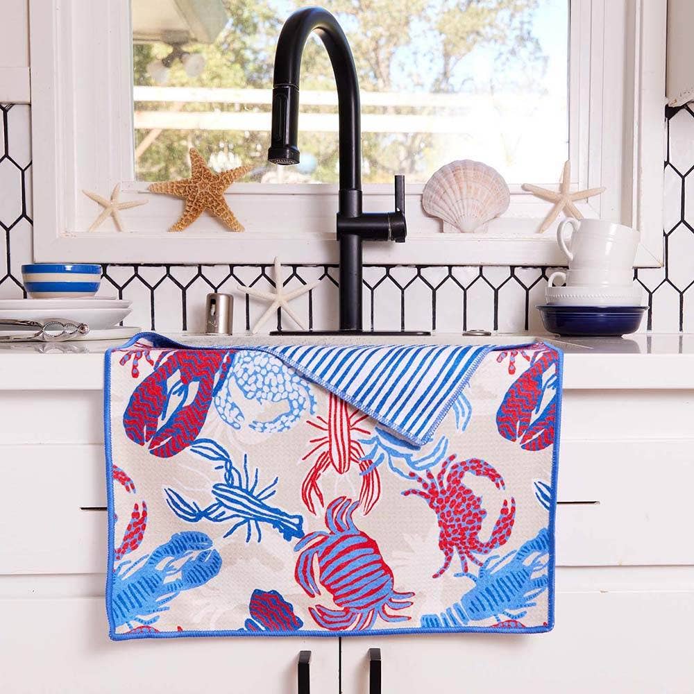 rockflowerpaper - SANDY CLAWS blu Kitchen Tea Towel