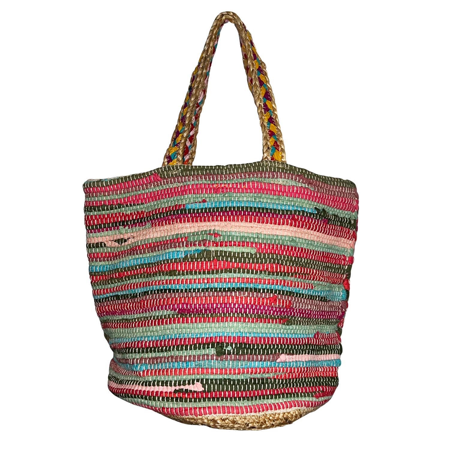Colorful Weave Jute-Cotton Shopping Grocery Bag for Women