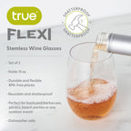 TRUE - Flexi Stemless Plastic Wine Glasses - Set of 2