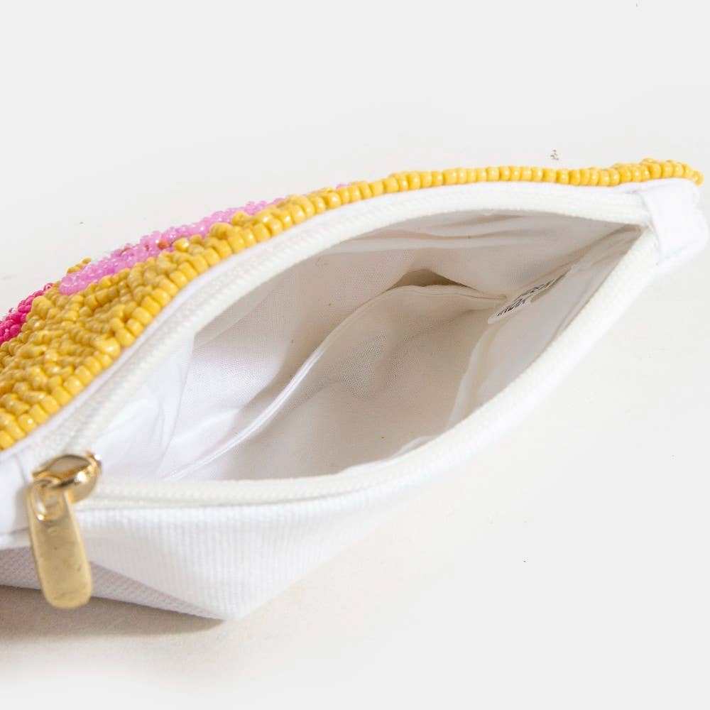 Collections by Fame Accessories - Vibrant Mushrooms Seed Beaded Coin Purse