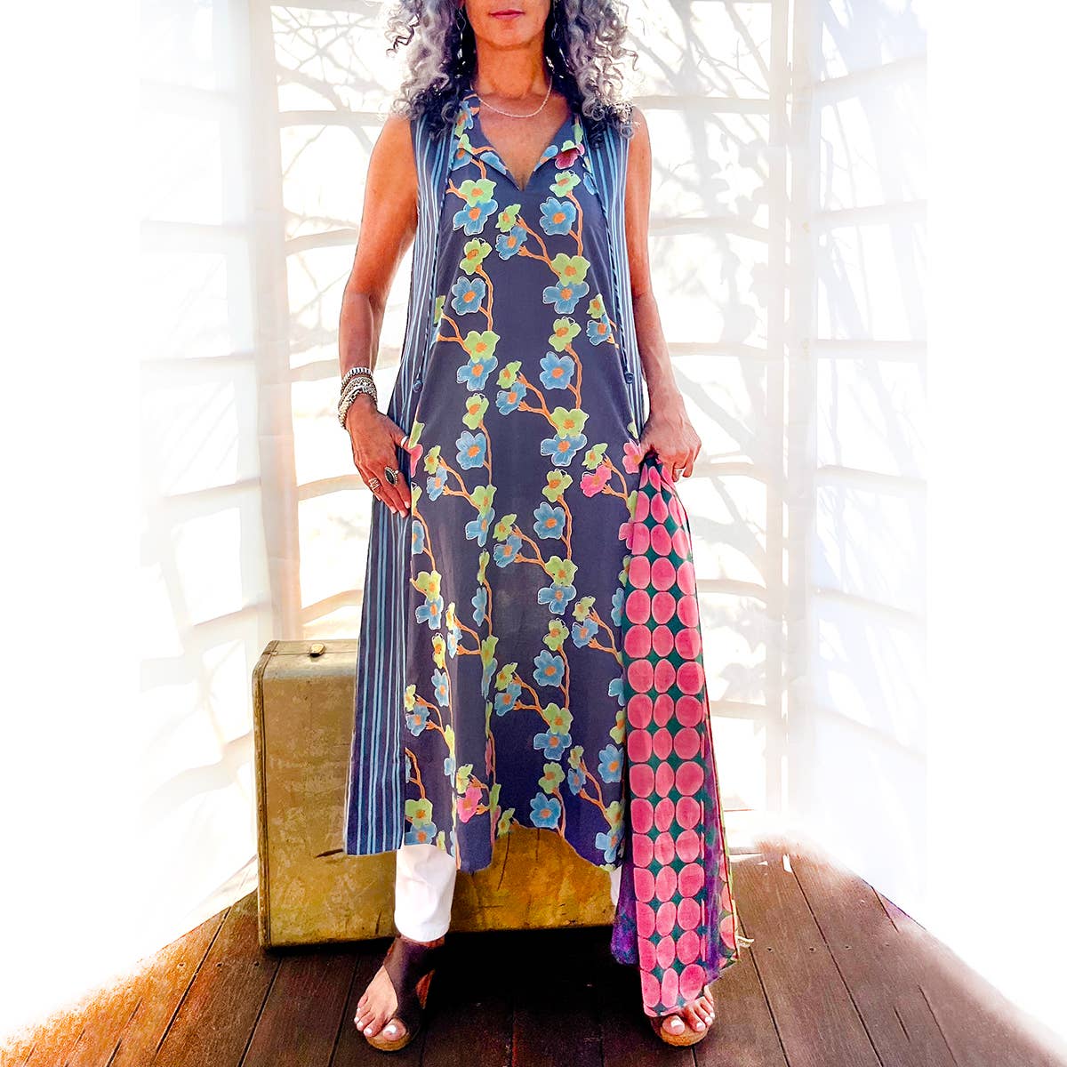 Little Journeys Chicago - Soleil Dress Dogwood Charcoal