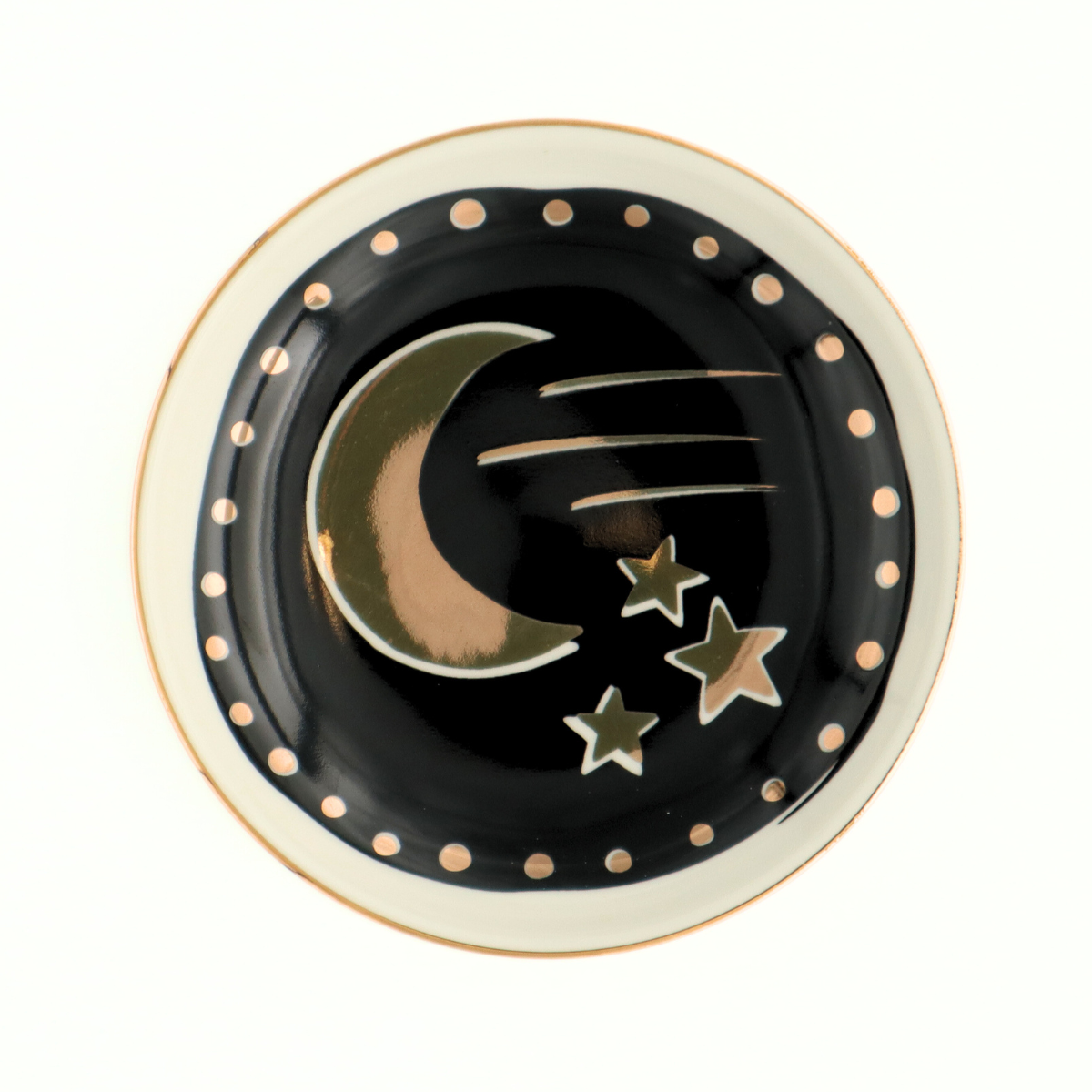 Properly Improper - Round Trinket Tray Gold Moon and Stars