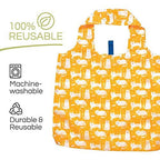 rockflowerpaper - KITTY CATS YELLOW blu Bag Reusable Shopper Tote