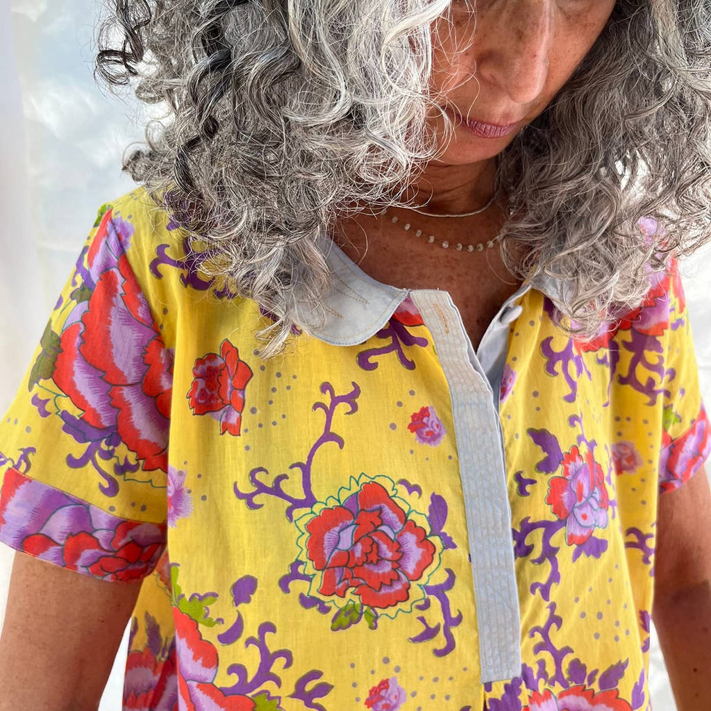 Little Journeys Chicago - Bitsy Blouse Peonies Yellow