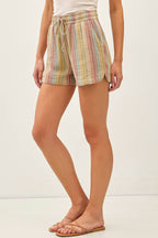 Be Cool - MULTI COLOR STRIPED GAUZE SHORTS